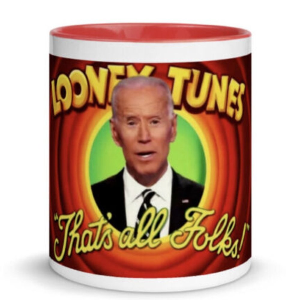 FUNNY COFFEE & TEA MUG 11oz CERAMIC HANDMADE . LOONEY TUNES & JOE BIDEN JOKE NEW
